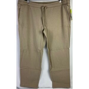 NWT All in Motion Womens 2XL Tan Fleece Lined Lounge Jogger Pants Drawstring